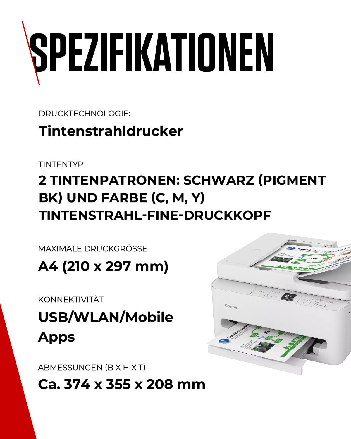 Canon PIXMA TS7550I - WLAN-Multifunktionsdrucker mit ADF, Papierkassette und Frontbedienung | Kabelloses Drucken vom Smartphone leicht gemacht PIXMA Print Plan kompatibel