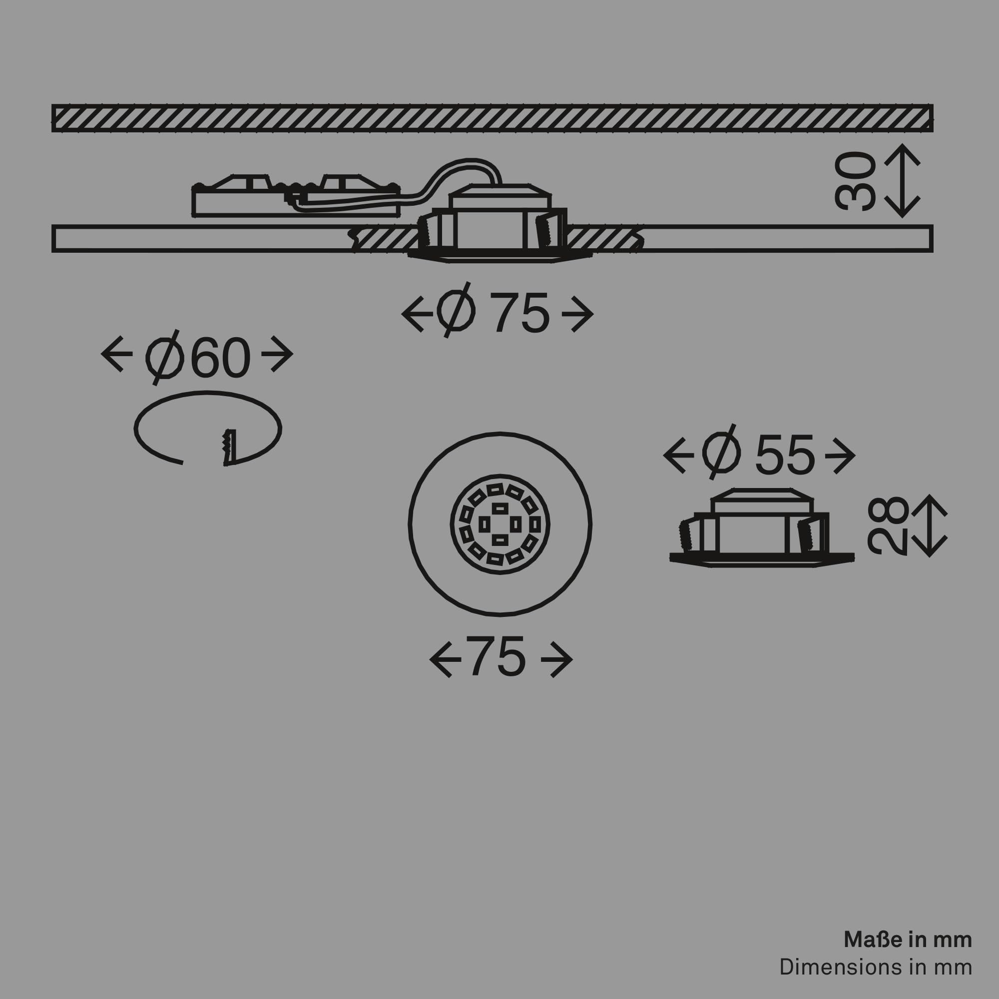Briloner Leuchten 7204-012 LED Einbauleuchte, Einbaustrahler, LED Strahler, Spots, Deckenstrahler, Deckenspot, Lampen Wohnzimmer, led einbaustrahler 230v, Deckeneinbauleuchten, 5 Watt, 400 Lumen, Badezimmer / Bad geeignet IP44, energiesparend, rund, matt-
