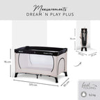 hauck Kinderreisebett Dream N Play Plus mit Transporttasche und Schlupf zum Spielen, Klein Zusammenklappbar, Baby Reisebett Kleinkind ab Geburt bis 15 kg (Beige/Grey)