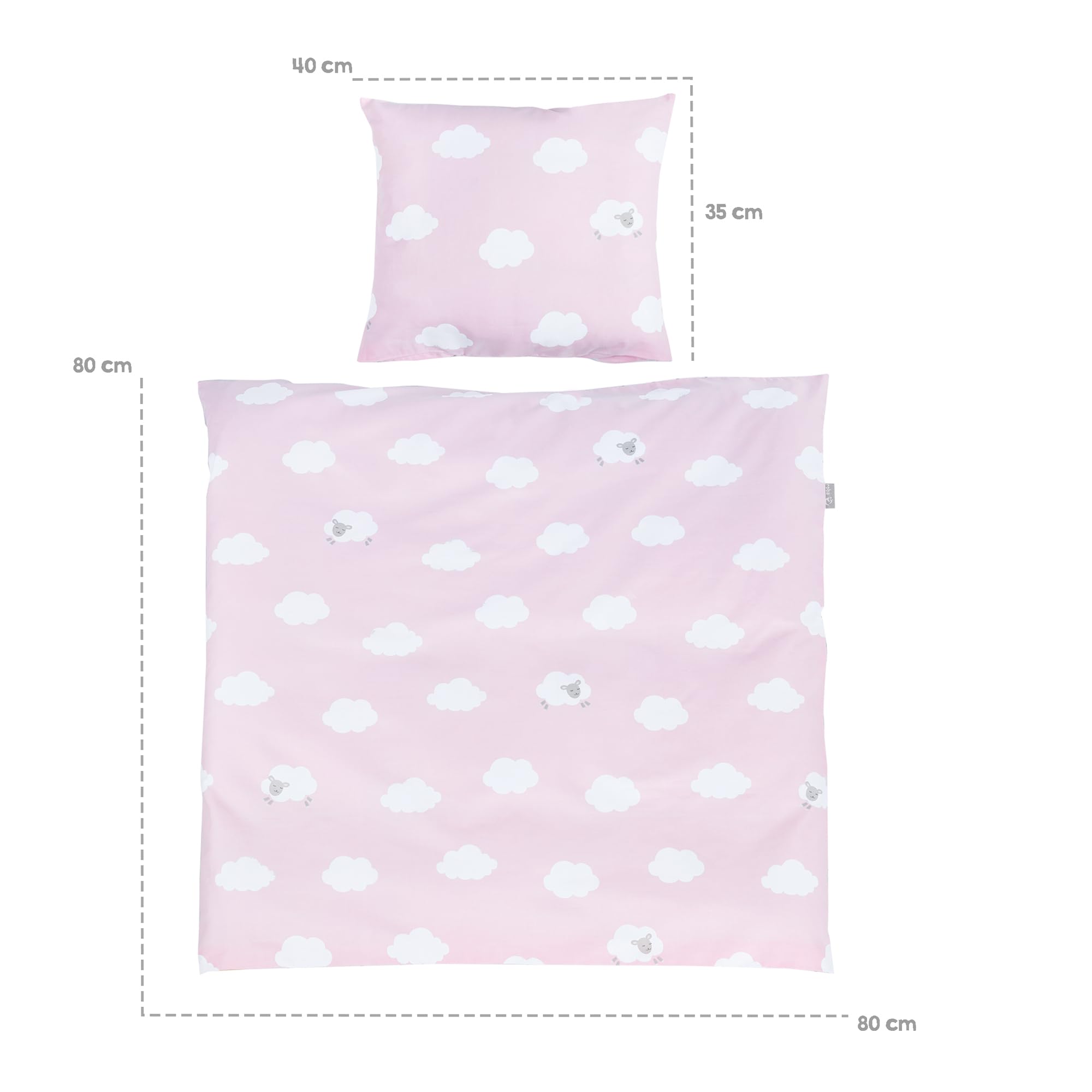 roba Babywiege 40 x 90 cm Kleine Wolke aus Holz - Stubenwagen & Wiege - Bett Set komplett mit Feststellfunktion - Wolken Motiv in Rosa - Inkl. Ausstattung - Holz weiß