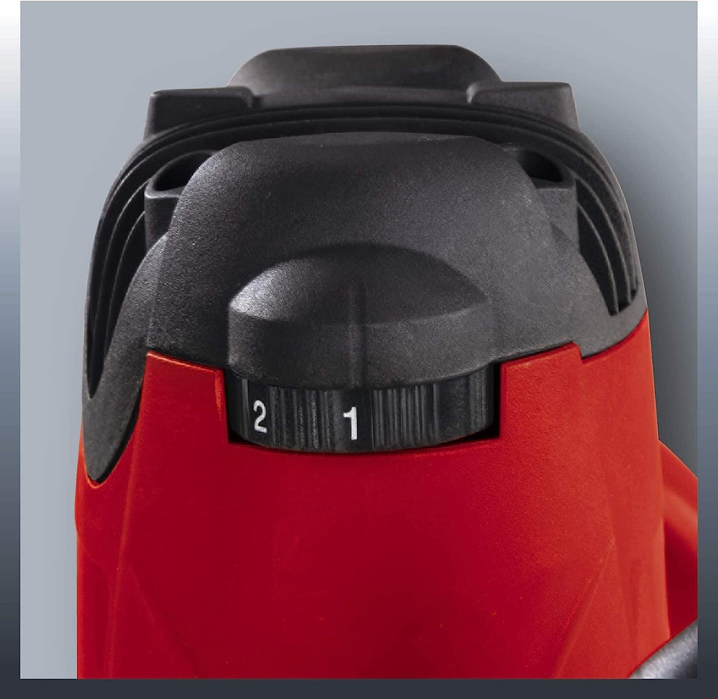 Einhell Oberfräse TE-RO 1255 E (1200 W, Spannzange Ø 6 und 8 mm, 55 mm Hubhöhe, elektronische Drehzahlregulierung, Spindelarretierung, einfacher Werkzeugwechsel) Rot/Schwarz