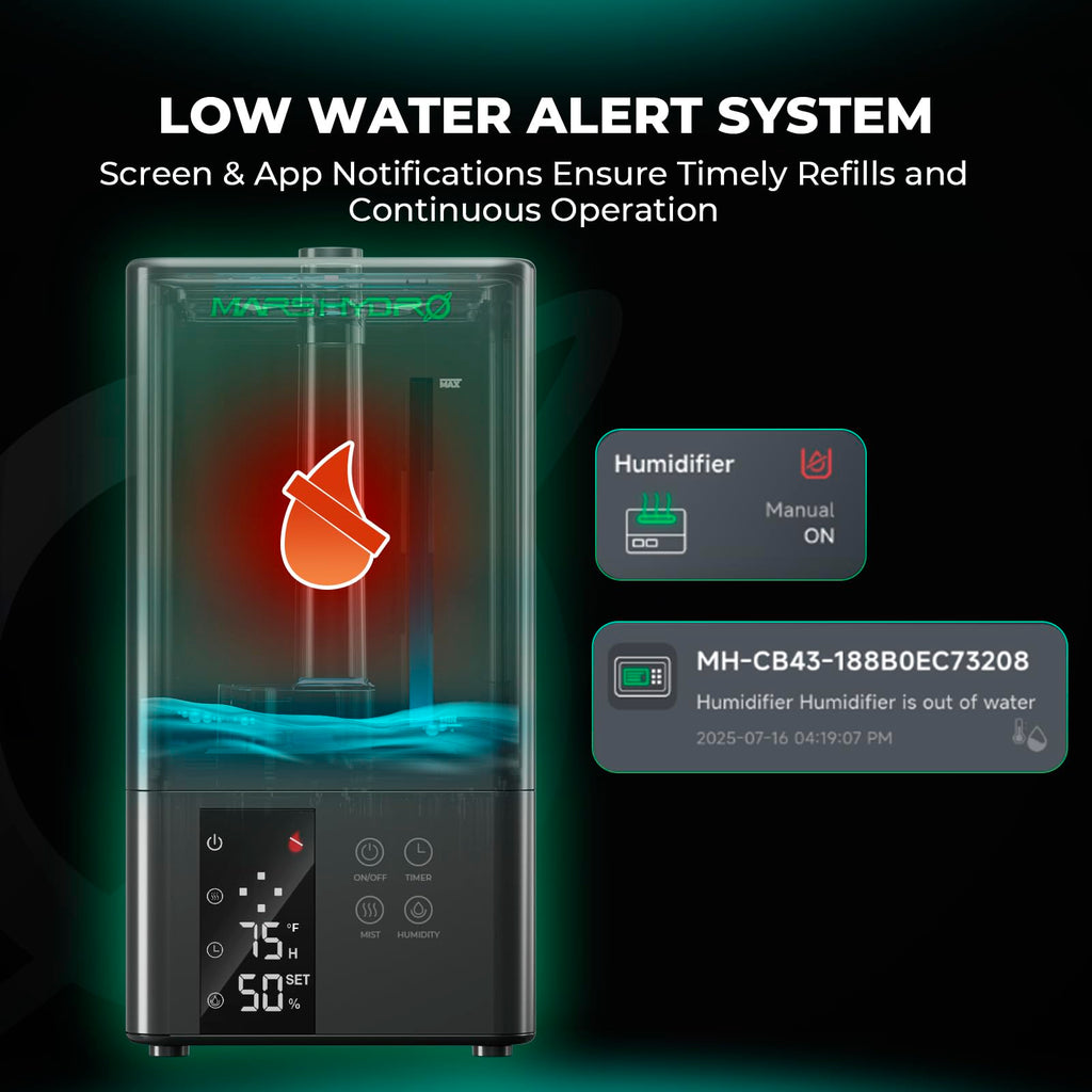 MARS HYDRO New Plant Humidifier 6L,with Adjustable Humidity,Timer Function,Ultrasonic Precise and Silent Operation,No-Leak Seal for Grow Tent,Indoor Planting,Greenhouse