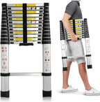 Teleskopleiter 3,8M Aluleiter Klappleiter Ausziehleiter Stehleiter Rutschfester, Teleskop-Design, aus hochwertigem Aluminium, Tragbar,Leichte, 150 kg Belastbarkeit