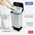 Rotho Paso Mülleimer 20l mit Deckel, Kunststoff (PP recycelt) BPA-frei, blau, 20l (29.3 x 26.6 x 45.7 cm), Nicht zutreffend