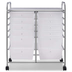 COSTWAY Rollwagen mit 12 stapelbaren Schubladen, Schubladenwagen Rollcontainer mit Metallgestell und Ablagefläche, Badrollwagen Aufbewahrungswagen für Büro, Wohnzimmer (Transparent)