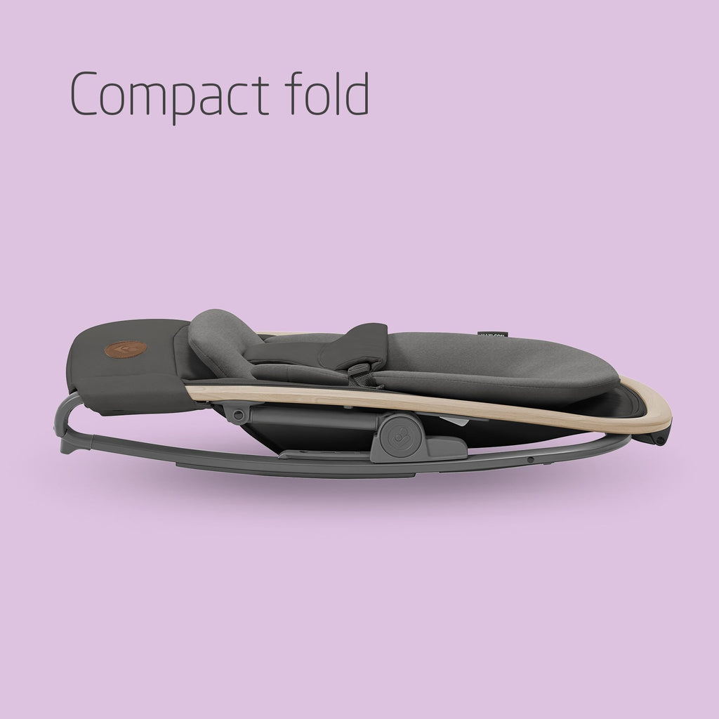 Maxi-Cosi KORI 2-in-1 Ergonomischer Babywippe mit Spielzeugbogen 0-2 Jahre bis 15 kg Neugeborenen Hüpfstuhl 3 Liegepositionen Easy-In Harness Leicht & Kompakt Neugeborenes Kissen Beyond Graphite