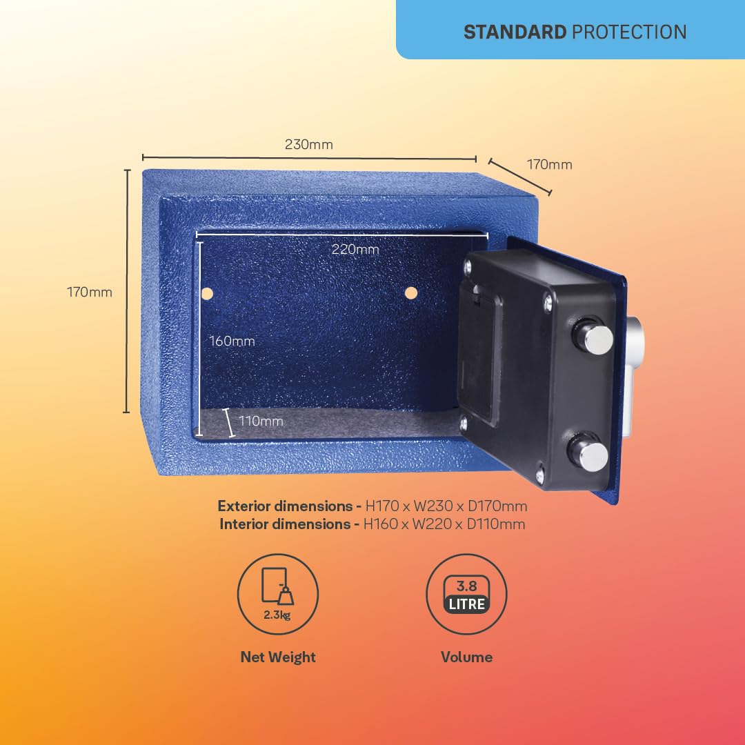 Yale Elektronischer Tresor - YSV/170/DB2/B - Mini - Blau - Standardsicherheit