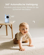 CZEview BM6 Babyphone mit Kamera 2K & 4X Zoom, 5.5" HD WLAN Video Babyfon mit App, Nachtsicht, Bewegungs&Geräusch&Temperaturerkennung, 2-Wege-Gespräch, 360° Ansicht, Musik&Buntes Nachtlicht(Blau)