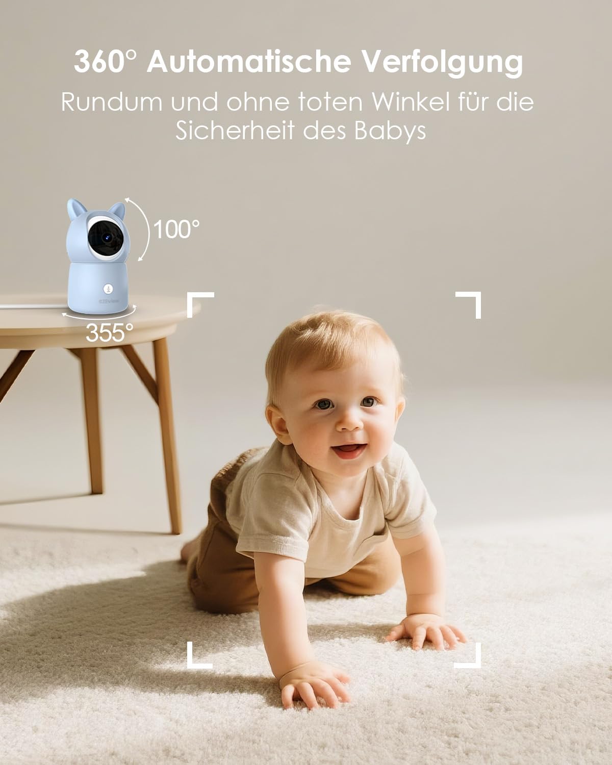CZEview BM6 Babyphone mit Kamera 2K & 4X Zoom, 5.5" HD WLAN Video Babyfon mit App, Nachtsicht, Bewegungs&Geräusch&Temperaturerkennung, 2-Wege-Gespräch, 360° Ansicht, Musik&Buntes Nachtlicht(Blau)
