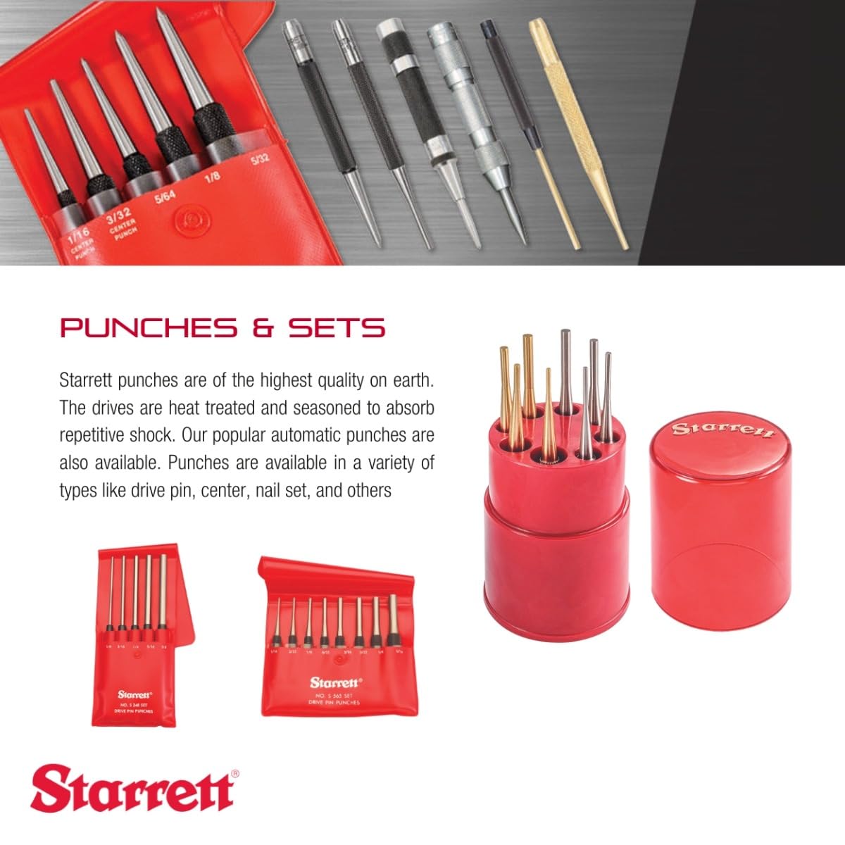 Starrett 18C Automatik-Körner Heavy-Duty mit einstellbarem Hub, 5-1/4" Länge, 11/16" Durchmesser