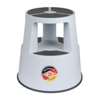 WEDO Rollhocker Super Step – robuster Tritthocker aus bruchfestem Kunststoff, TÜV/GS-geprüft nach EU-Norm EN 14183-F, rutschfest & rollbar, Made in Germany, Höhe ca. 43 cm, Tragkraft 150 kg, Lichtgrau