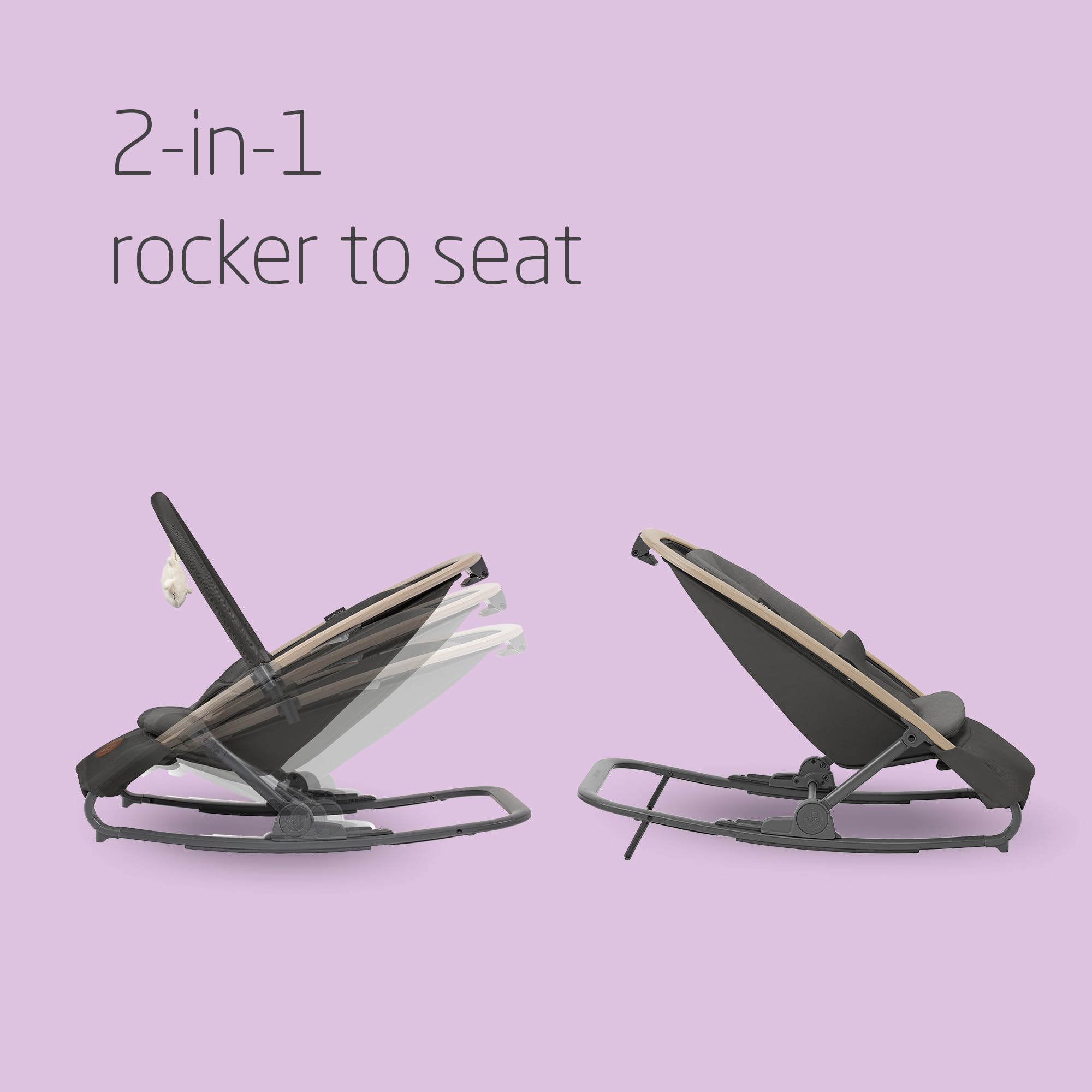 Maxi-Cosi KORI 2-in-1 Ergonomischer Babywippe mit Spielzeugbogen 0-2 Jahre bis 15 kg Neugeborenen Hüpfstuhl 3 Liegepositionen Easy-In Harness Leicht & Kompakt Neugeborenes Kissen Beyond Graphite