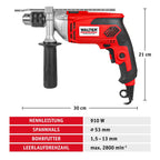 WALTER Schlagbohrmaschine (910 Watt, elektr. Drehzahlregelung, mit zweiten Handgriff, Tiefenanschlag, max. Bohr-Ø: Holz: 25 mm, Beton: 16 mm, Metall: 13 mm)