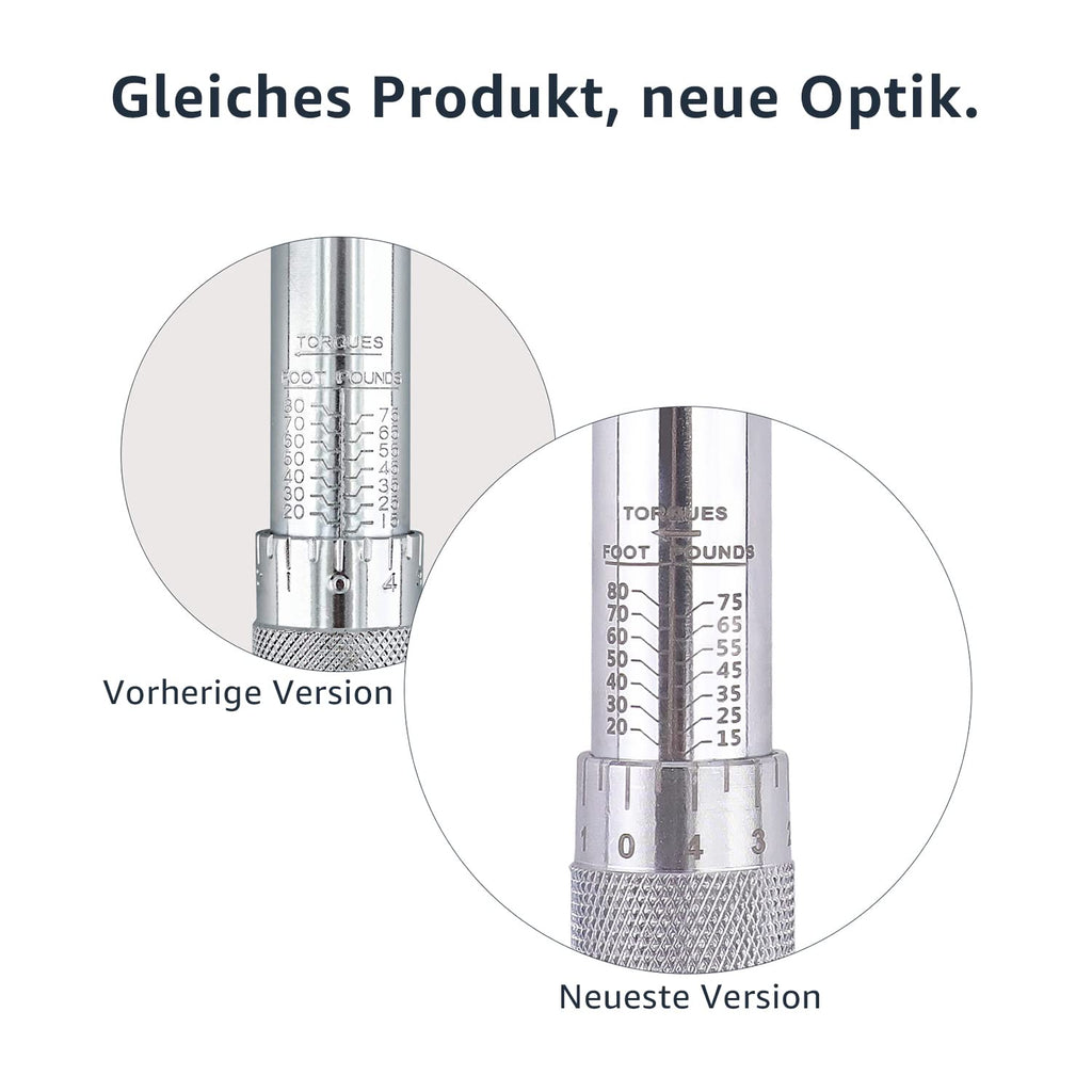 Amazon Basics Einrastender 3/8 Zoll -Drehmomentschlüssel, 15-80 ft.-lb, 20.4-108.5 Nm