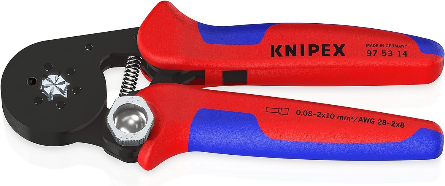KNIPEX Selbsteinstellende Crimpzange für Aderendhülsen mit Seiteneinführung in Blistermit Mehrkomponenten-Hüllen 180 mm, 97 53 14 SB