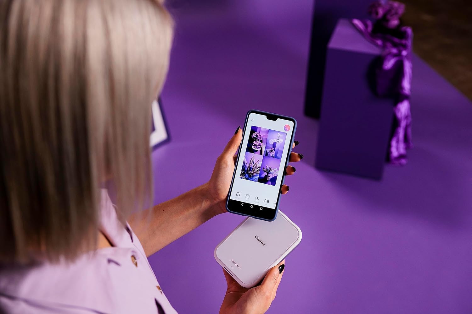 Canon Zoemini 2 perlweiß Mini Fotodrucker mobil tragbar unterwegs Hosentasche (Fotodruck 5x7,6 cm, kabelllos, für Smartphone + Tablet, eingebauter Akku, App, Bluetooth) [+ 10er Zink Druck-Set]