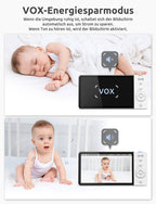 GHB Babyphone mit Kamera 5 Zoll 350° Rotation 5000mAh 720P Nachtsicht VOX-Modus Digitalzoom GegensprechfunktionTemperaturanzeige ABM720C