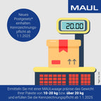 MAUL Paketwaage MAULcargo | Stabile Paketwaage bis 50kg | Große Wiegefläche 27 x 27 cm | Waage inklusive Netzteil und separatem Bedienpult | Netz- und Batteriebetrieb möglich | Edelstahl