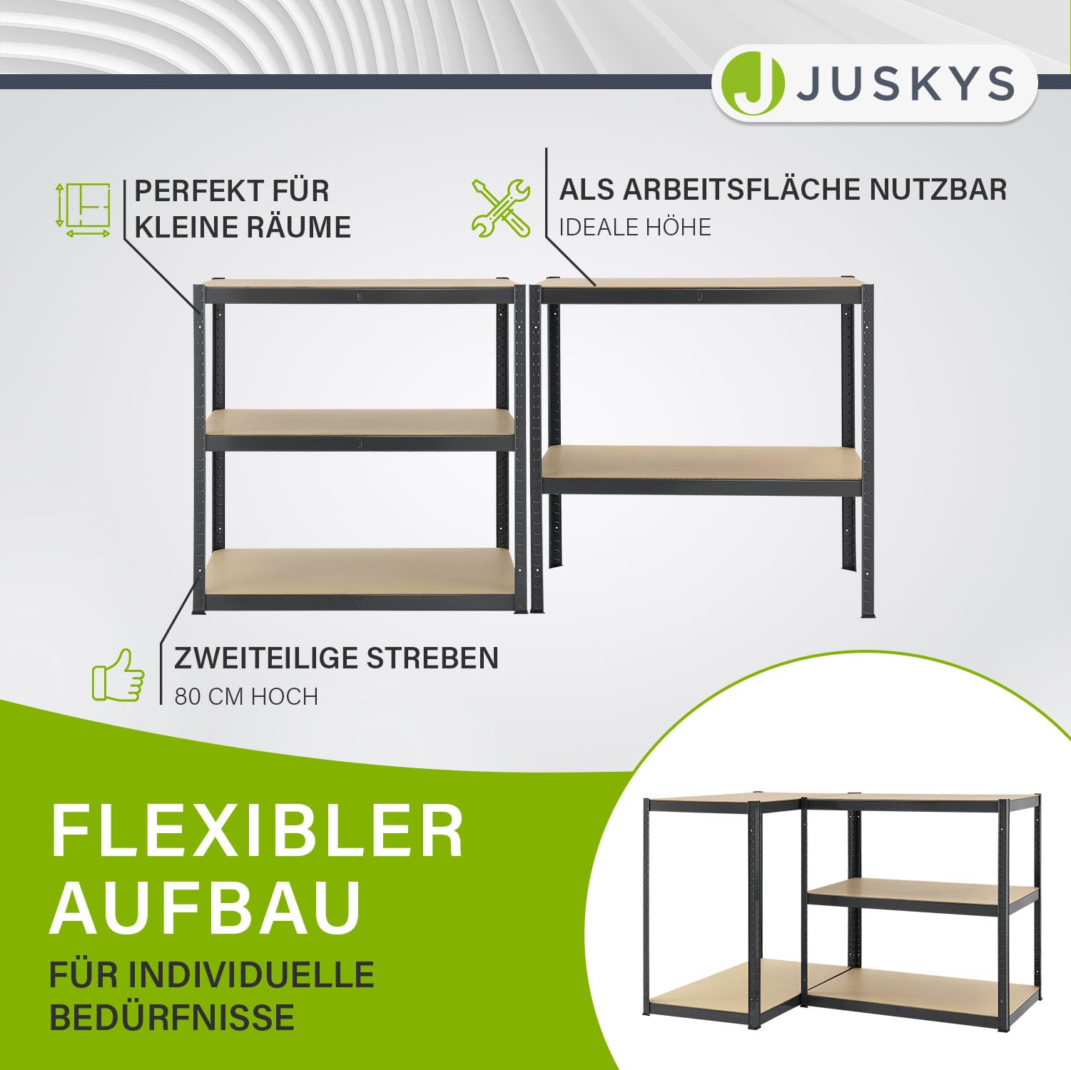Juskys 6er-Set Lagerregal Basic 6X 180x90x40cm (HxBxT) - 5250 kg - 30 Böden - Schwerlastregal Steckregal Metall Kellerregal Regalsystem Regal - Grau