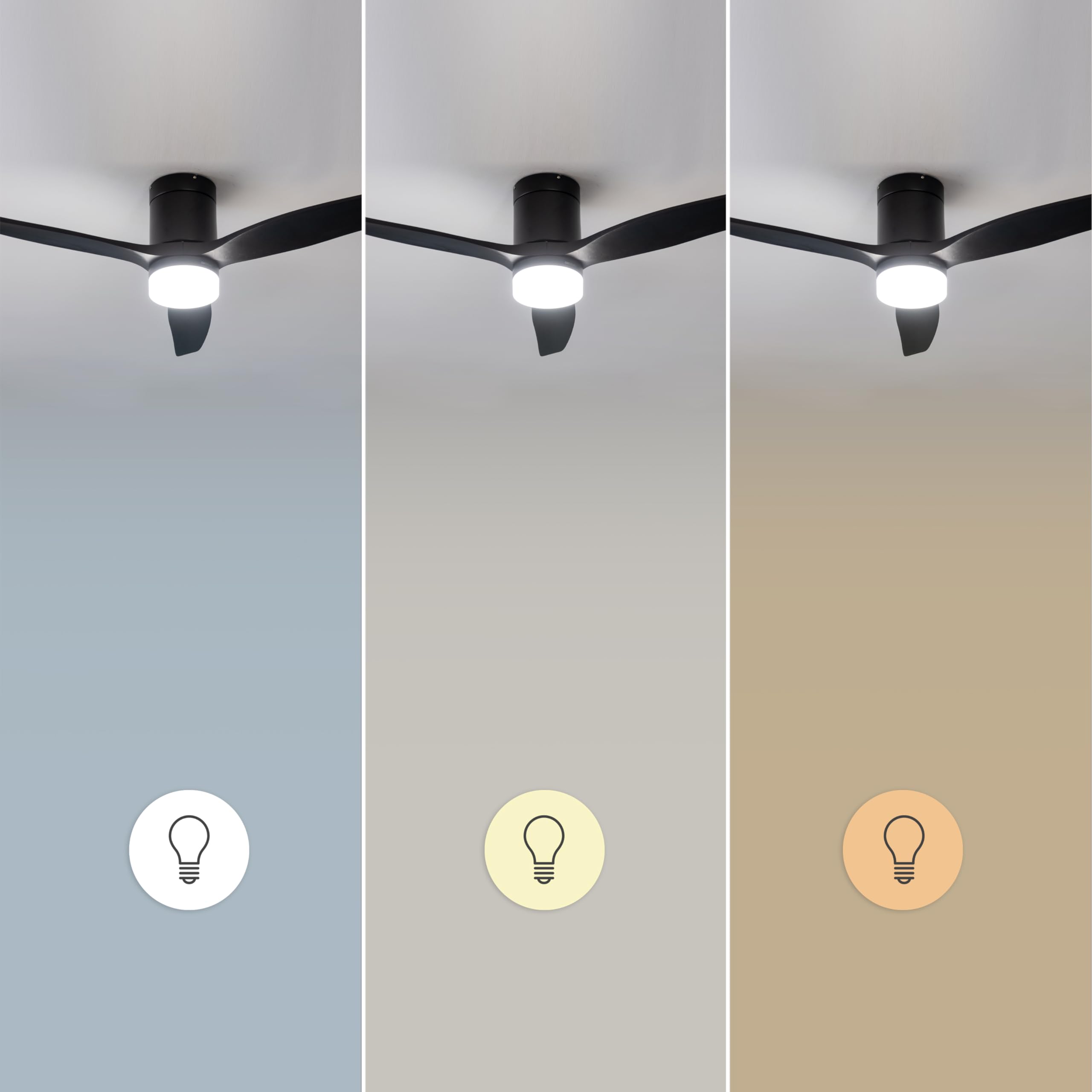 Cecotec - Deckenventilatoren mit Licht EnergySilence Aero 5600 Aqua GoldBlack Connected, 132 cm, 40 W, LED 20W Litch, 3 Flügel, 6 Geschwindigkeiten, Timer, Winter/Sommermodus, Wi-Fi, Goldschwarz