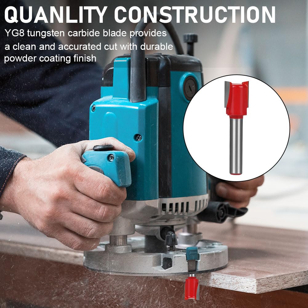 flintronic Fräser-Set, 8MM Fräsen Werkzeug Set, 15-TLG Holzkoffer Geschmiedeter Werkzeugstahl Oberfräser, Bündigfräser, Holzschneider mit Kunststoff-Box, Bodenreinigung für Holzbearbeitung