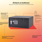Yale Elektronischer Tresor mit Alarm YLC/200/DB2, 24 L, Schwarz – 3–6-stelliger PIN-Code, Mastercode, Doppelbolzenverriegelung, inkl. 2 Schlüssel, ideal für Laptop, Hotel & Zuhause