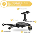 Buggy Board für alle Kinderwagen, Vihir Kiddy Board mit Sitz, Trittbrett Mitfahrbrett Universal passend für 2-6 Jahre alte Kinder, mit einer maximalen Belastung von 55 Pfund (schwarz)