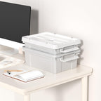 Cetomo 15L*4 Aufbewahrungsboxen, Tragbare Plastikboxen mit Deckeln, Organizer-Behälter mit Griff und Clips, Stapelbar, Ineinander Nestbar, für Zuhause und Büro, Grau, 15L-4er Pack