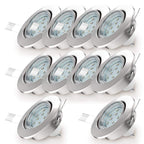 B.K.Licht - 10er Set LED Einbaustrahler 230V schwenkbar, warmweiße Lichtfarbe, Lochmass 68mm, LED Spot, Deckenspots, Spots, Einbauleuchten, Einbauspots, Deckenstrahler, 86x70 mm, Matt-Nickel