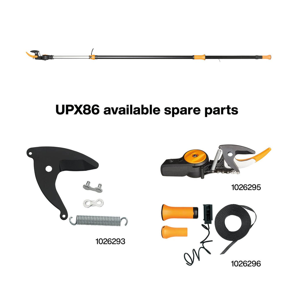 Fiskars Schneidgiraffen-Set, 2-teilig, Bypass Teleskop-Schneidgiraffe UPX86 (Länge 2,4 – 4 m) und Baumsäge für Bypass Teleskop-Schneidgiraffe UPX86 und UPX82 (Länge: 46 cm), 1077330