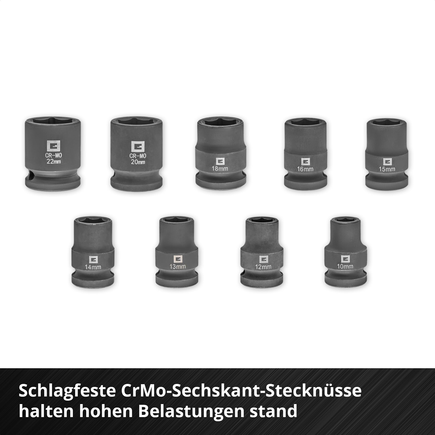 Original Einhell Impact Stecknuss-Set 32-tlg. (18x 30-mm-Kraftbits, 9x 40-mm-Stecknüsse, 3x 80-mm-Stecknüsse, S2- und CrMo-Stahl, Kunststoffhülse, KFZ-Bereich)