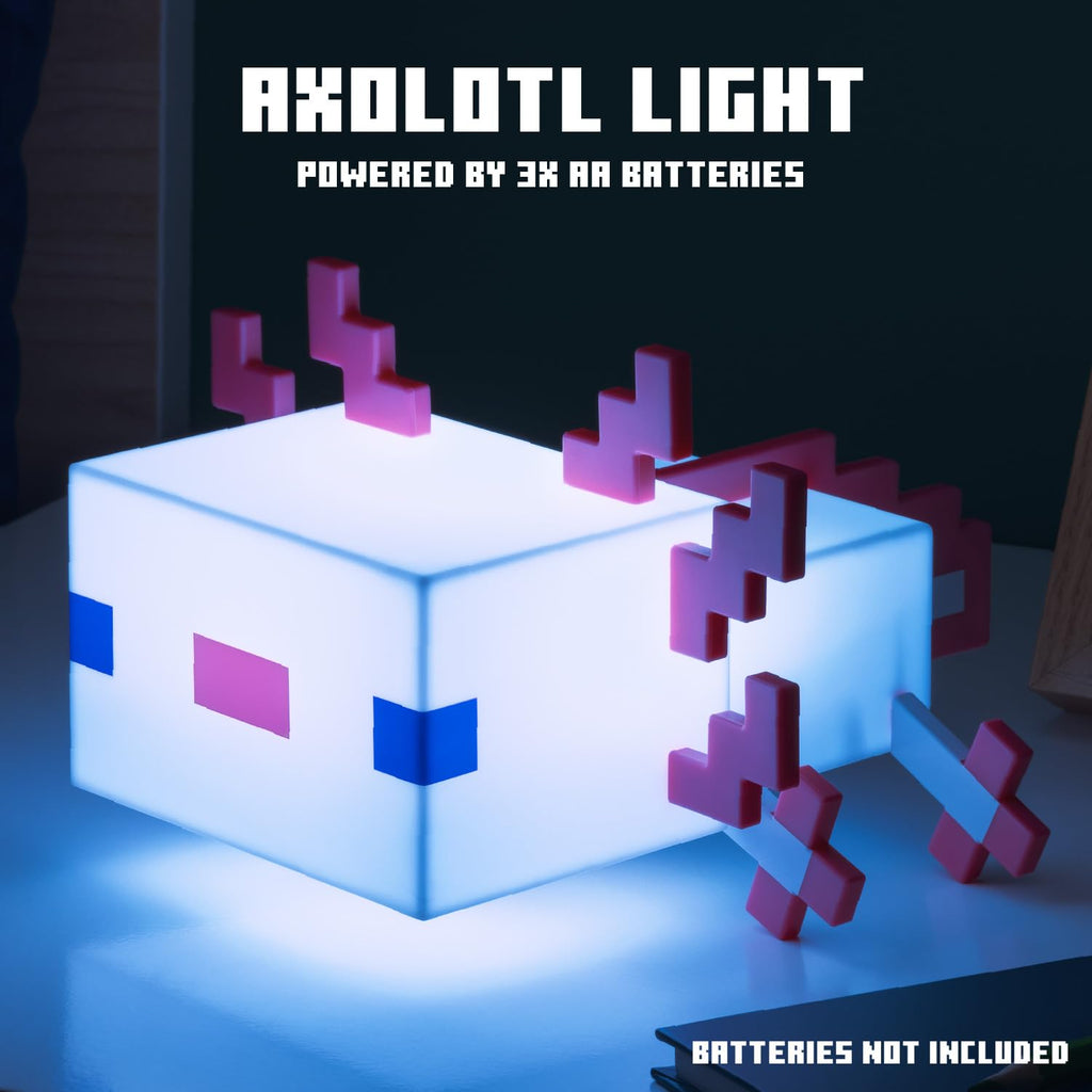 Minecraft Axolotl Lampe - Offiziell lizenziert, Fünf Farbmodi, Minecraft-Lampe für Gaming-Schreibtisch oder Nachttisch, Schlafzimmerdeko, Pink
