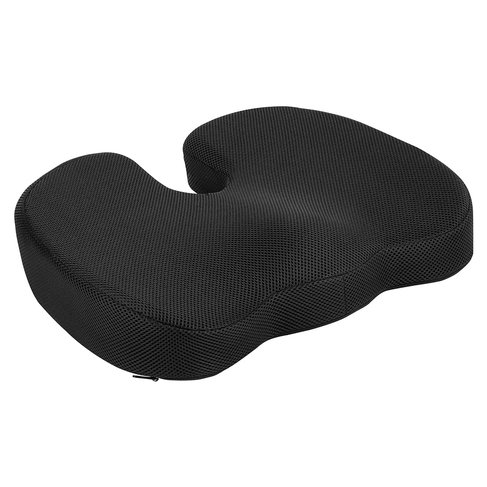 Amazon Basics Rechteckig Memoryschaum-Sitzkissen für Bürostühle, Schwarz, 45 X 35.8 X 7.1 cm