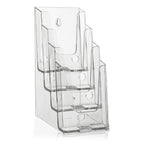 2 Stk. DIN lang DL Tischprospektständer mit vier Etagen, trifold- Flyerständer, transparenter Flyerhalter und Prospekthalter, Tisch-Prospektständer für Flyer, Prospekte, optionale Wandmontage