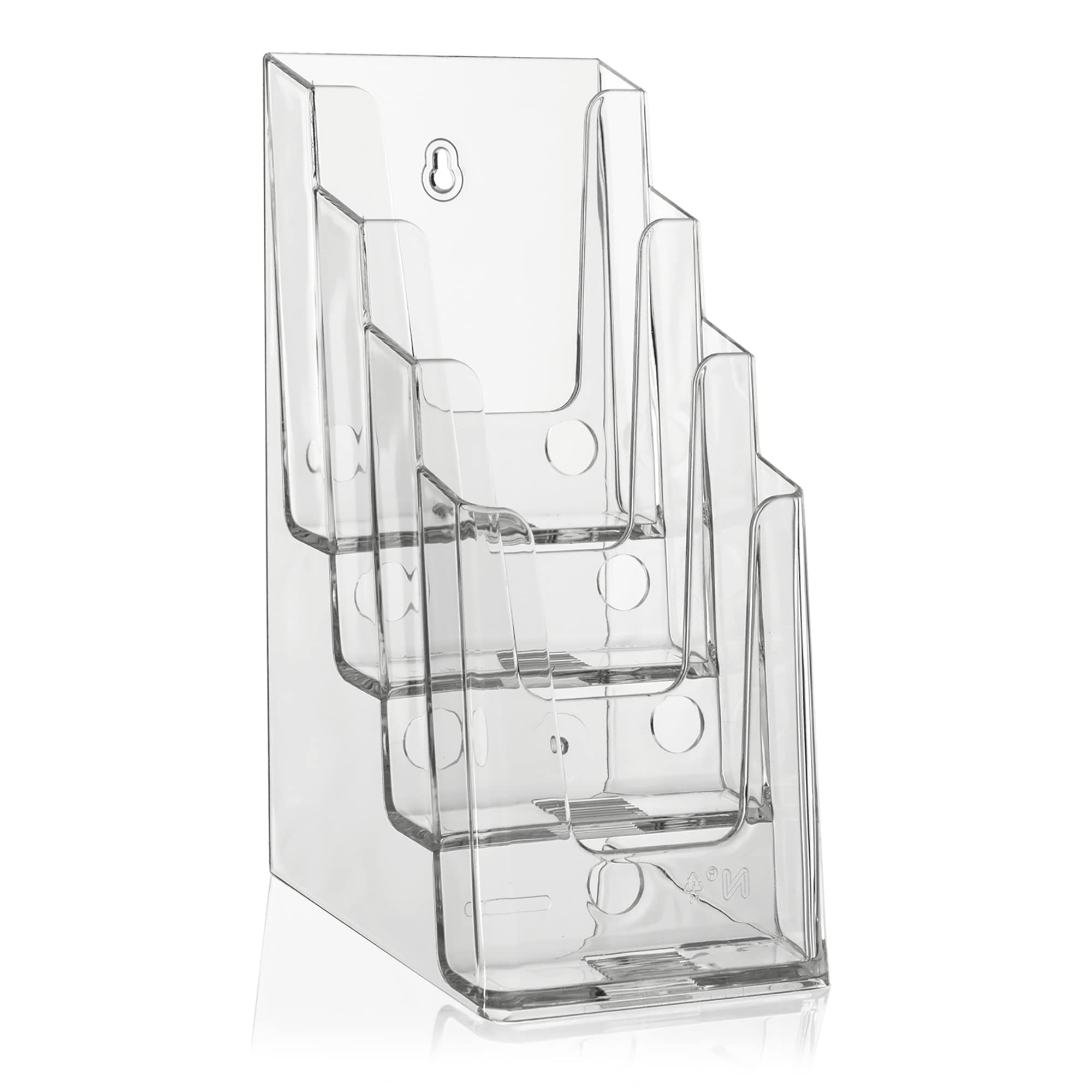 2 Stk. DIN lang DL Tischprospektständer mit vier Etagen, trifold- Flyerständer, transparenter Flyerhalter und Prospekthalter, Tisch-Prospektständer für Flyer, Prospekte, optionale Wandmontage