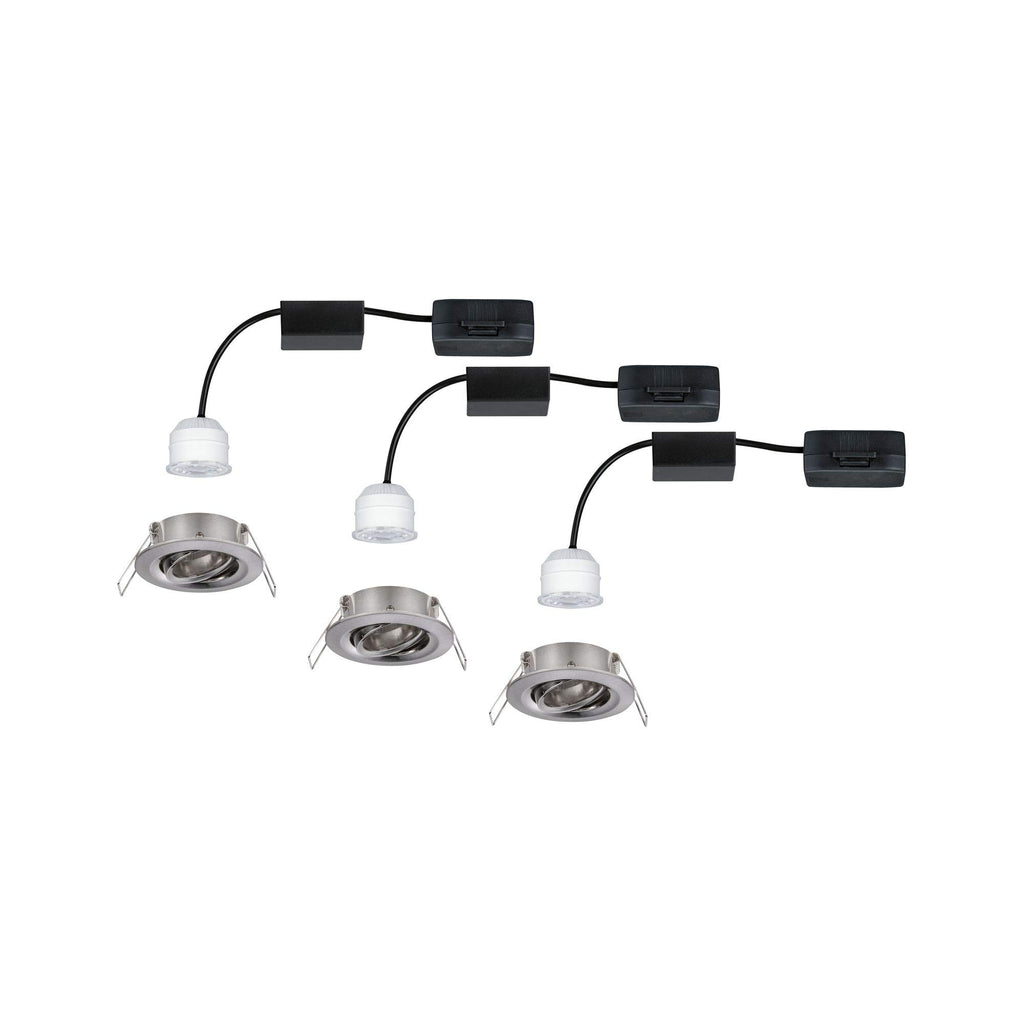 Paulmann 92973 Nova Mini Plus LED Einbauleuchte Coin 3er Set rund schwenkbar 3x4,2W EasyDim dimmbar Eisen gebürstet Aluminium Warmweiß 2700K, 126 W