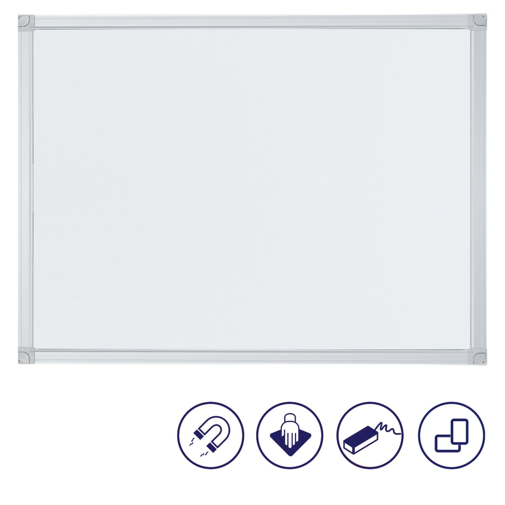 FRANKEN Magnetisches Whiteboard 200 x 100 cm, Magnettafel mit lackierter Stahl-Oberfläche, Schreibtafel inkl. FRANKEN Marker & Ablageschale, Für Büro, Home Office & Schule, Aluminiumrahmen, X-tra!Line