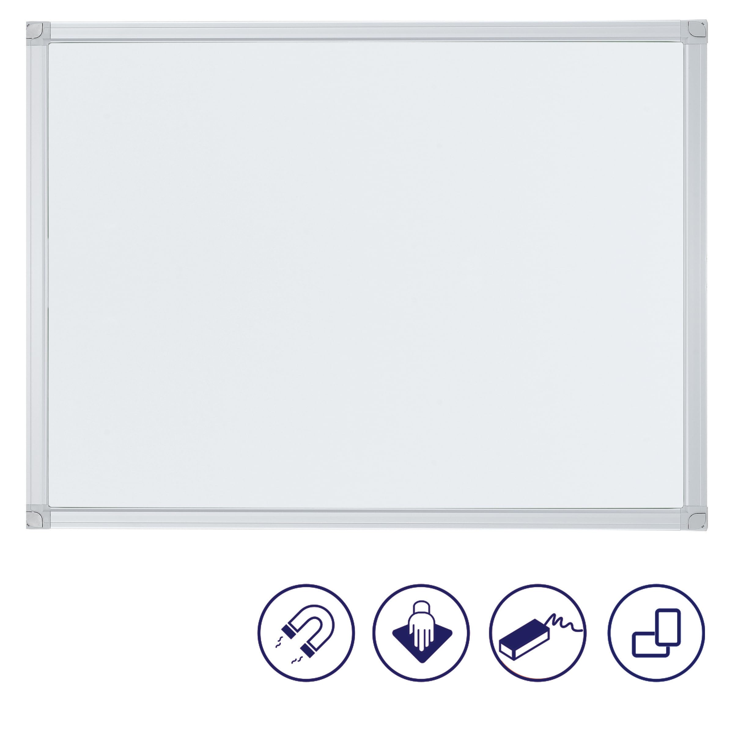 FRANKEN Magnetisches Whiteboard 200 x 100 cm, Magnettafel mit lackierter Stahl-Oberfläche, Schreibtafel inkl. FRANKEN Marker & Ablageschale, Für Büro, Home Office & Schule, Aluminiumrahmen, X-tra!Line