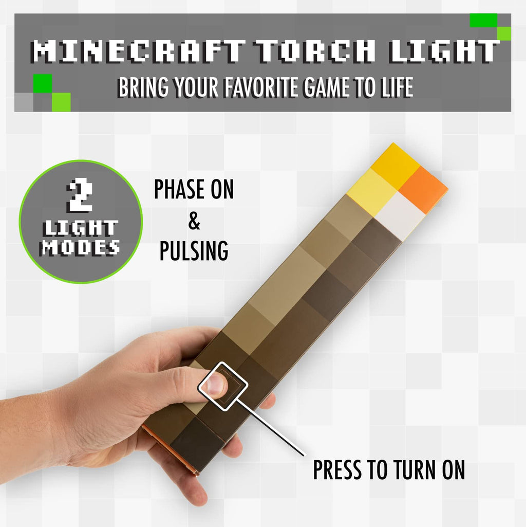 Minecraft Fackel-Licht - Offiziell lizenziert, 2 Lichtmodi, 2 Nutzungsmöglichkeiten, batteriebetrieben, Geschenk für Gamer