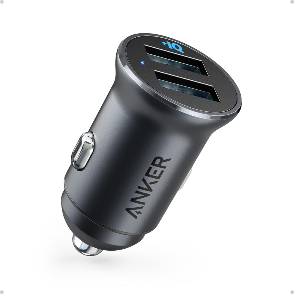 Anker 24W Car Charger Ladegerät, Mini Autoladegerät, 4.8A Duales USB Mit Blauem LED-Licht, Kompatibel Mit iPhone15/14/13, iPad Pro/Air 2/Mini, Galaxy und Mehr