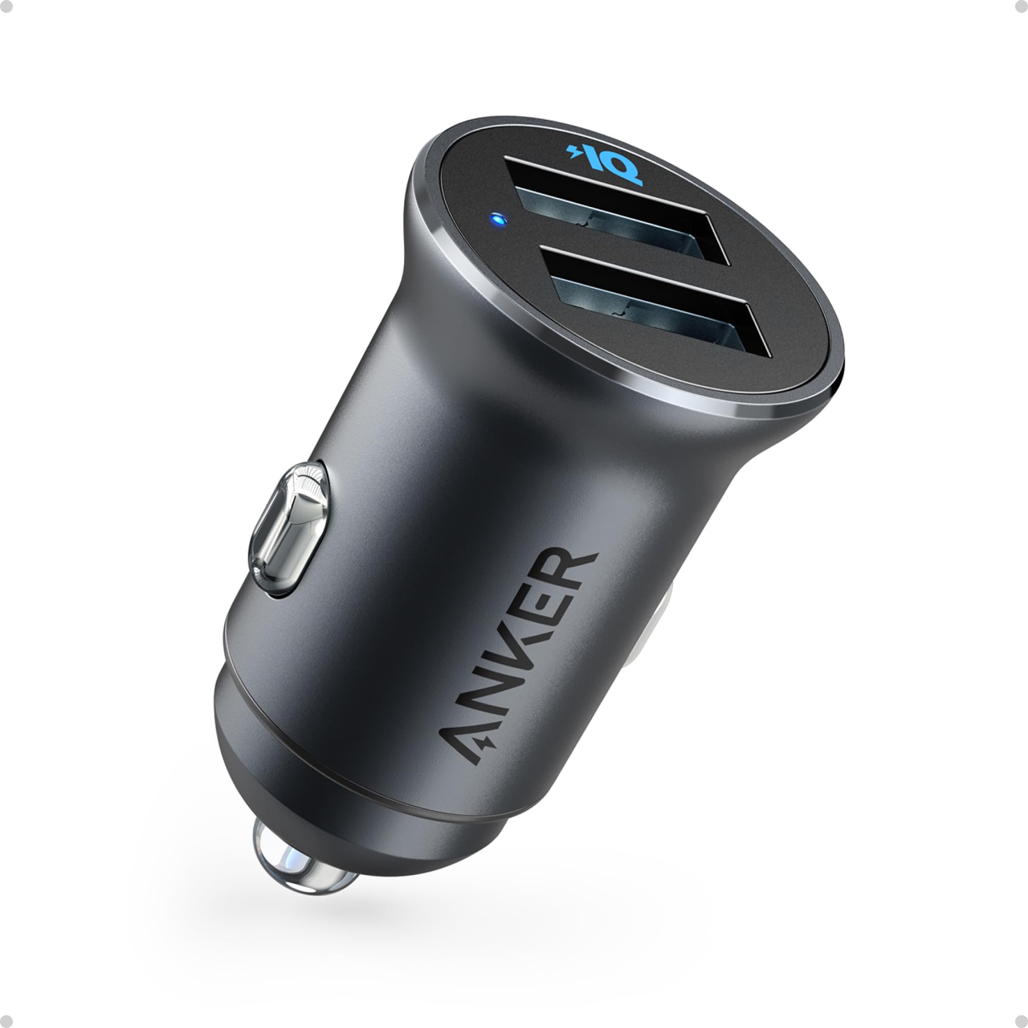 Anker 24W Car Charger Ladegerät, Mini Autoladegerät, 4.8A Duales USB Mit Blauem LED-Licht, Kompatibel Mit iPhone15/14/13, iPad Pro/Air 2/Mini, Galaxy und Mehr