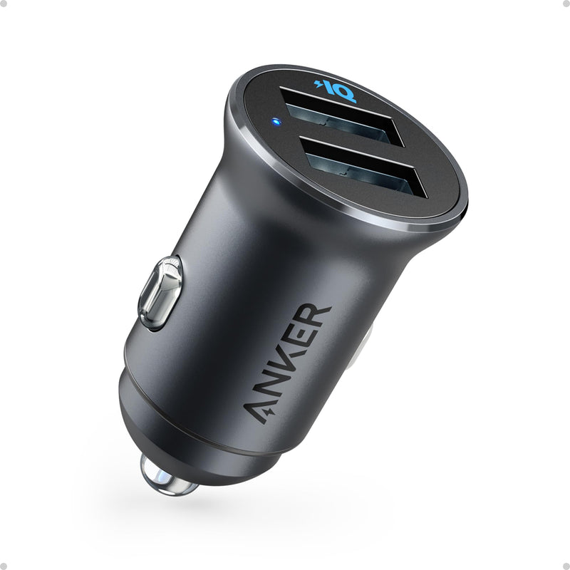 Anker 24W Car Charger Ladegerät, Mini Autoladegerät, 4.8A Duales USB Mit Blauem LED-Licht, Kompatibel Mit iPhone15/14/13, iPad Pro/Air 2/Mini, Galaxy und Mehr