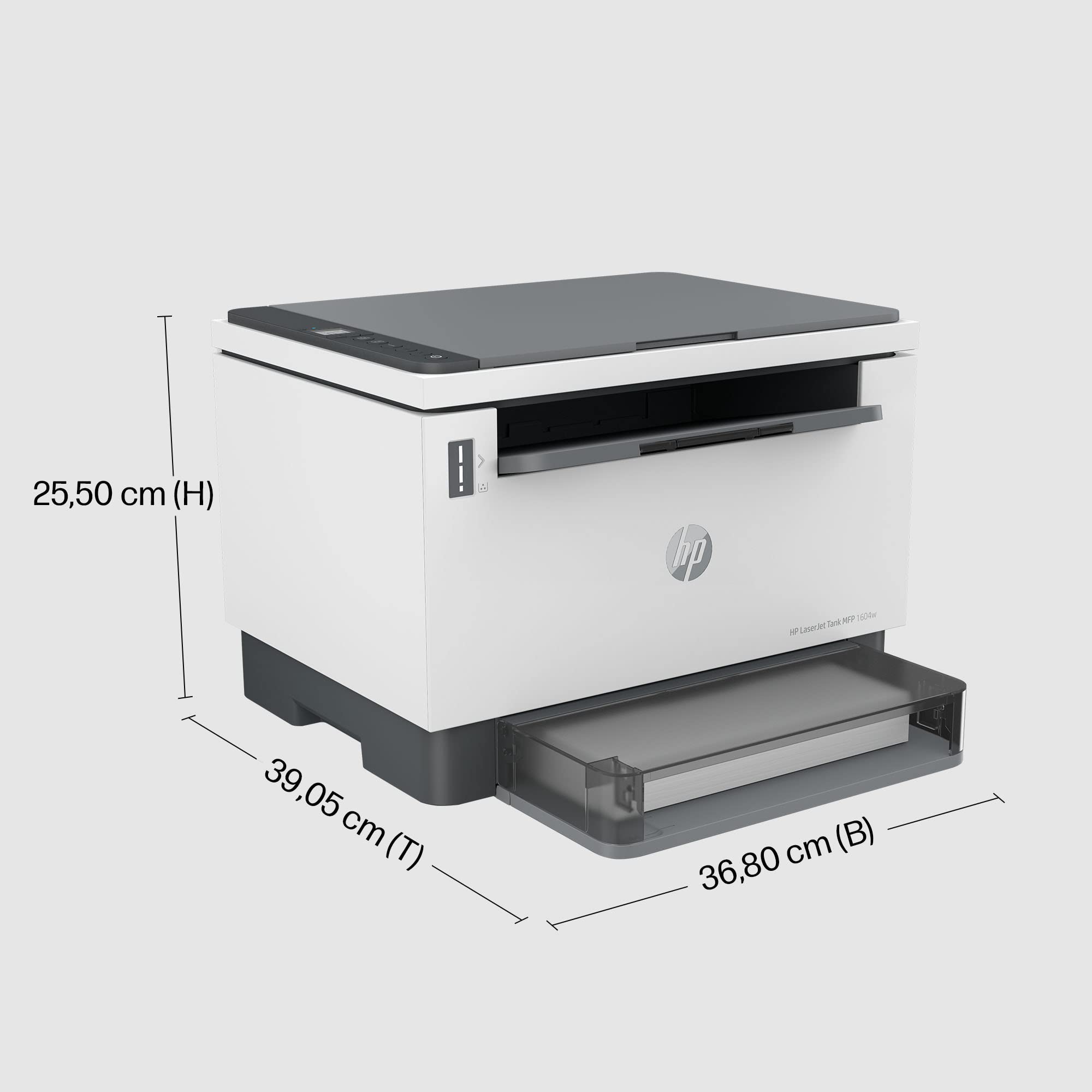 HP LaserJet Tank MFP 1604w Multifunktions-Laserdrucker (Drucker, Scanner, Kopierer) mit Dual-Band-Wi-Fi, BTLE, inklusive Original Toner für bis zu 5000 Seiten, 22 Seiten/Min, 600x600 DPI, weiß