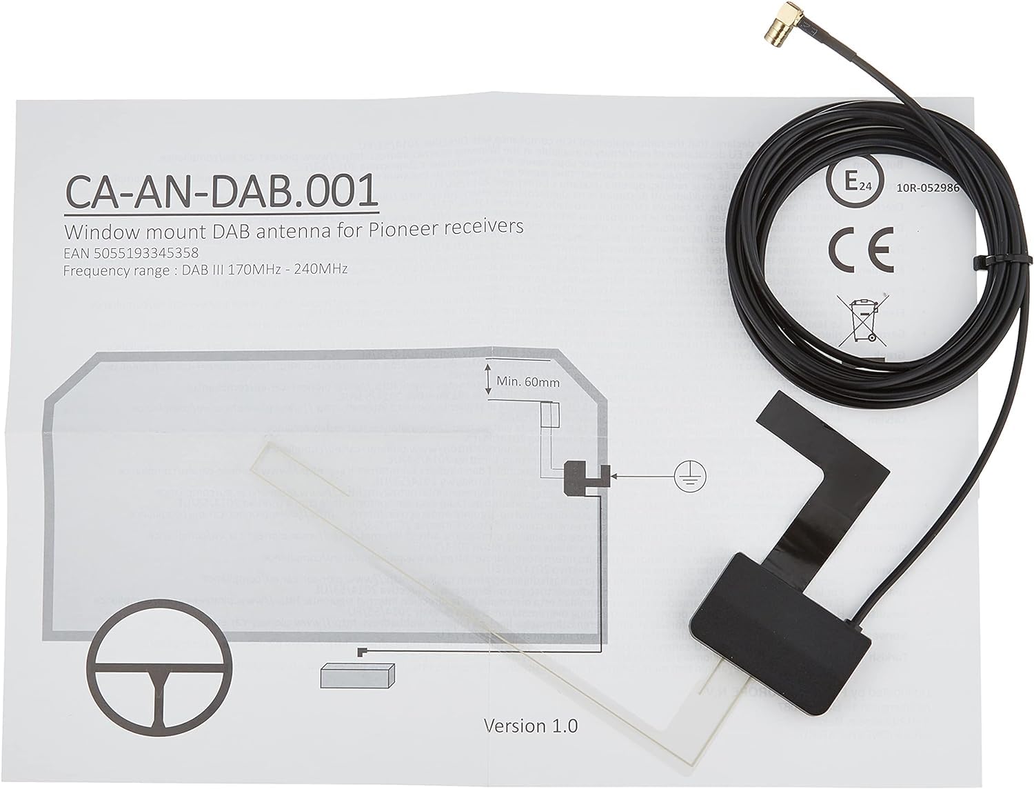 Pioneer MVH-330DAB-AN, 1DIN Autoradio mit RDS und DAB+, USB, AUX-Eingang, Bluetooth, geringe Einbautiefe, inklusive DAB-Antenne