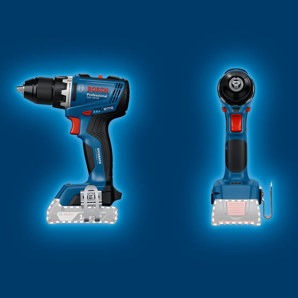 Bosch Professional 18V System Akku-Bohrschrauber GSR 18V-65 (bürstenloser Motor, Kopflänge 166, inkl. L-BOXX)