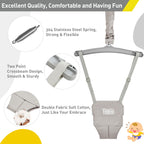 FUNLIO Baby Türhopser mit Ständer für 6–24 Monate, Baby Hüpfschaukel mit Gestell für Drinnen und Draußen, Tür Schaukel/Hängeschaukel für Kleinkinder mit Verstellbarer Kette, einfach zu Montieren-Grau