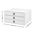 Rössler SOHO 3er Schubladenbox A4 aus Papier | Büro Organizer Schreibtisch| Schubladen Organizer Büro Zubehör & Bürobedarf | Schreibtisch Organizer Box | 34 x 25 x 19 cm | 1 Stück | Farbe: Weiß