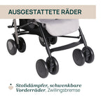 Chicco Echo Lite Kinderwagen, Buggy ab Geburt bis 22 kg, verstellbare Rückenlehne, geräumiger Sitz, Stoßstangenmanschette, Schirmbuggy, Zwillingsbremsen und schwenkbare Vorderräder, Beige