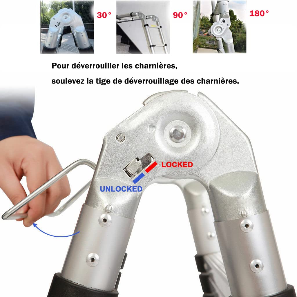 Klappbare Trittleiter, Teleskopleiter, Klappleiter, Klappleiter, aus Metall, max. Belastung 150 kg (3,8 m (1,9 m + 1,9 m)