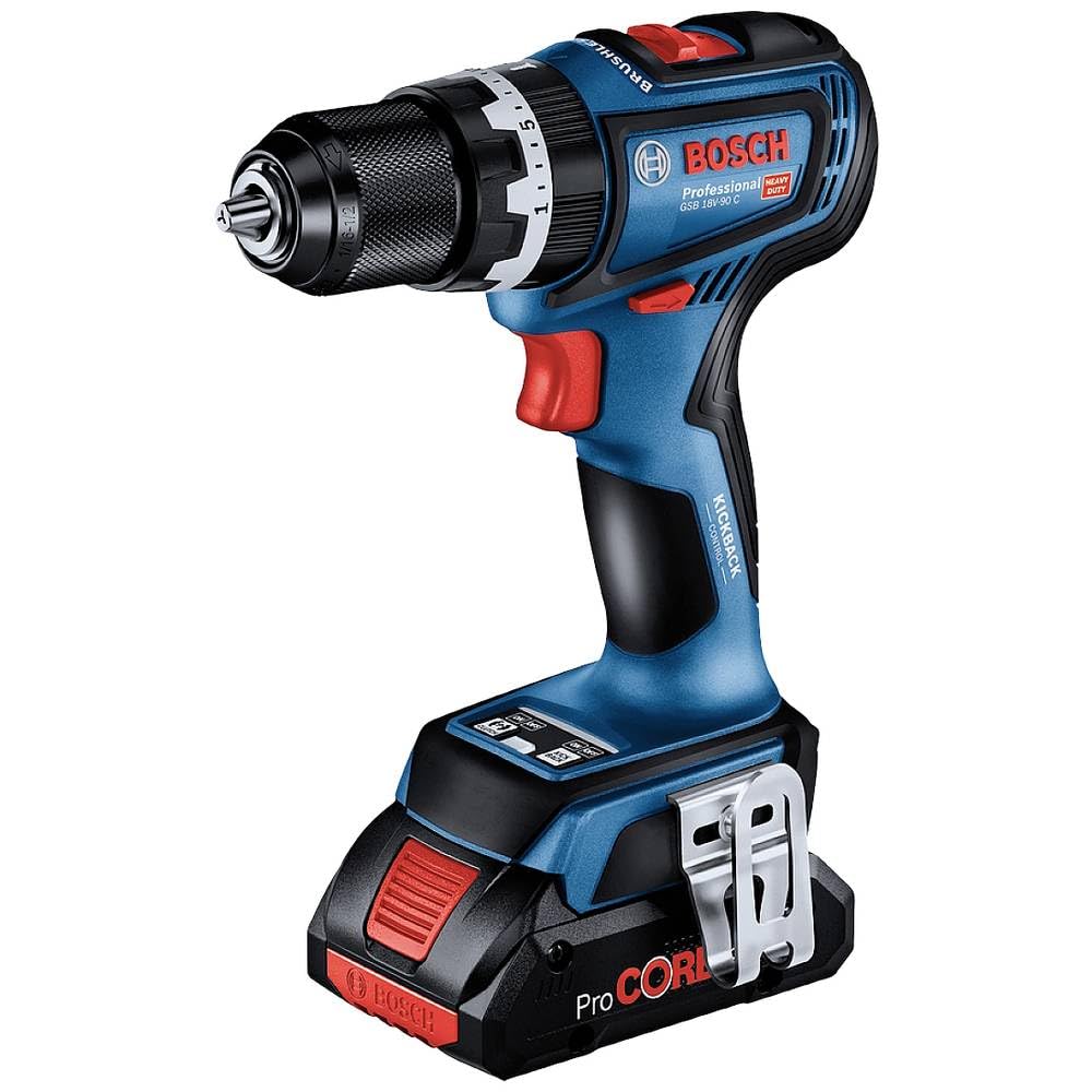 Bosch Professional 18V System Akku Schlagbohrmaschine GSB 18V-90 C (inkl. 2x ProCORE-Akkus 4.0Ah, GCY 42, Schnellladegerät GAL 18V-40, L-BOXX)